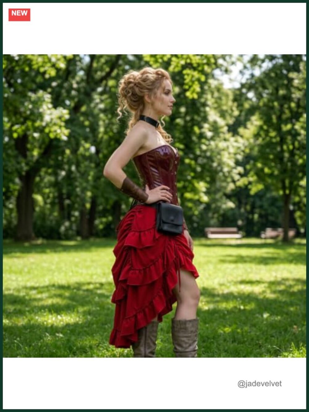Victorian Steampunk High Low Ruffle Skirt Adjustable Drawstring Renaissance - Picture 4 of 6
